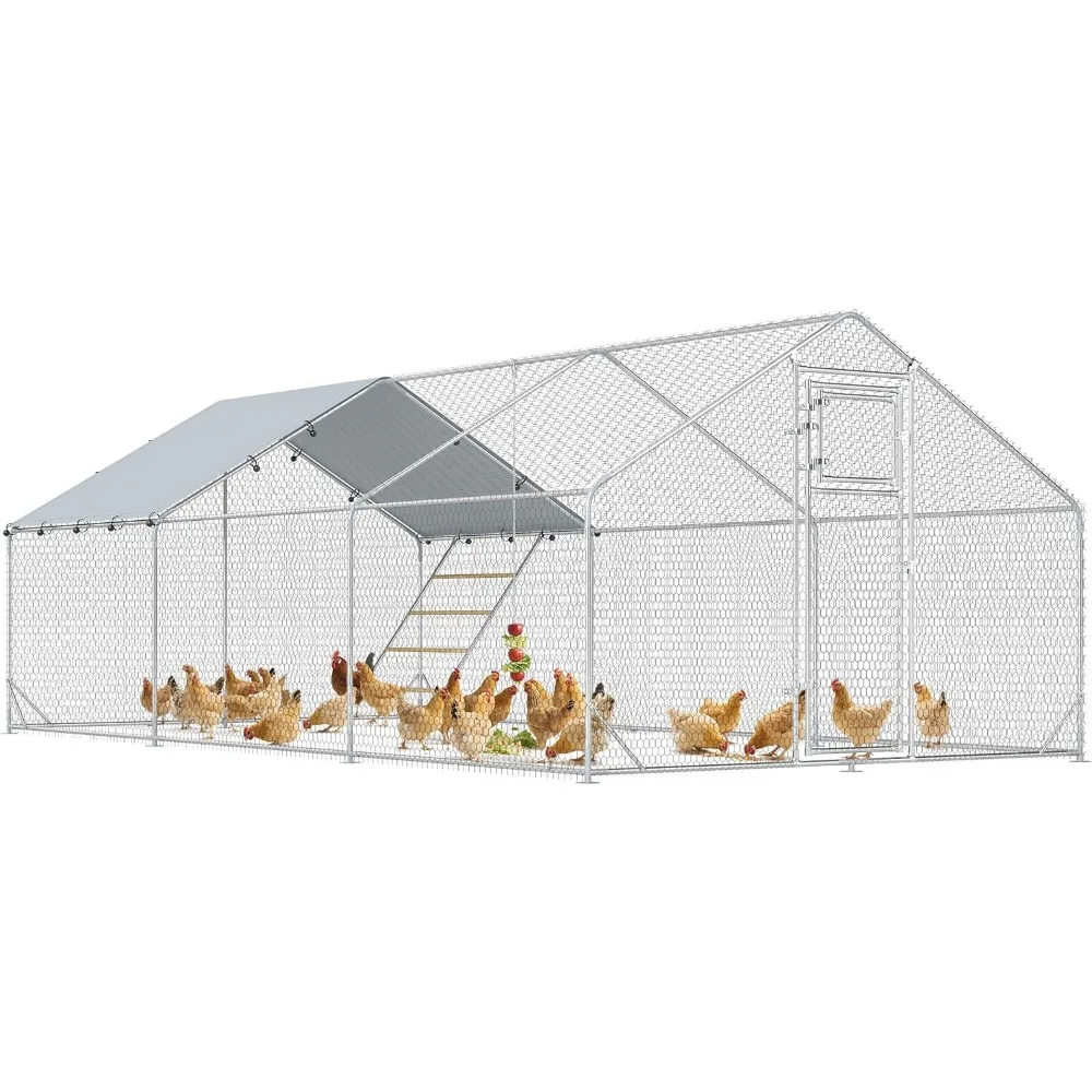 Large Metal Chicken Coop, Walk in Chicken Run with Waterproof & Anti-UV Cover, Feeding Door, Hanging Feeder, Perch, Outdoor
Large Metal Chicken Coop, Walk in Chicken Run with Waterproof & Anti-UV Cover, Feeding Door, Hanging Feeder, Perch, Outdoor