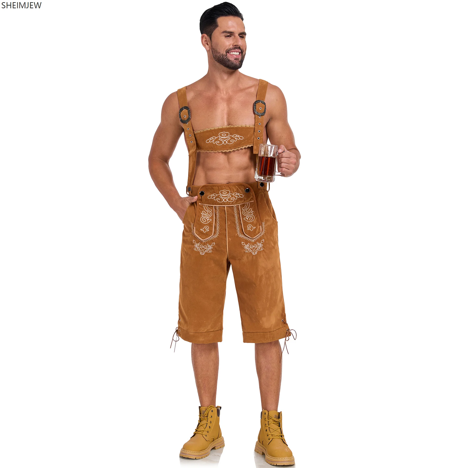 Three Color Men's German Traditional Beer Party Leather Pants Outfit With Suspenders For Oktoberfest And Role Playing Bodysuit
Three Color Men's German Traditional Beer Party Leather Pants Outfit With Suspenders For Oktoberfest And Role Playing Bodysuit