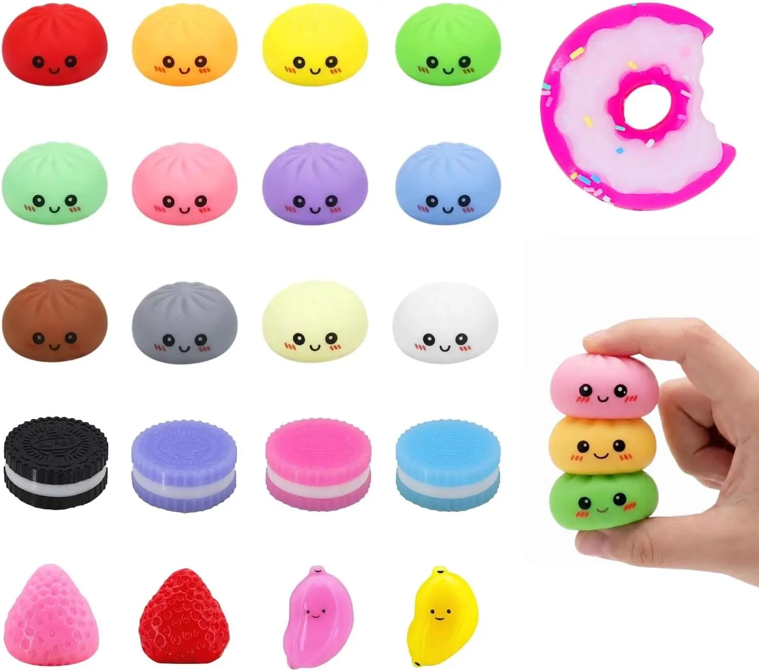 Taba Squishy Fidget Toys 21 Pcs, Food Shaped Stress Relief Balls, Mini Dumpling Squishy for Kids Kawaii Dumpling/Donut/Fruit/Cookies Squishies for Party Favors, Birthday Gifts
Taba Squishy Fidget Toys 21 Pcs, Food Shaped Stress Relief Balls, Mini Dumpling Squishy for Kids Kawaii Dumpling/Donut/Fruit/Cookies Squishies for Party Favors, Birthday Gifts