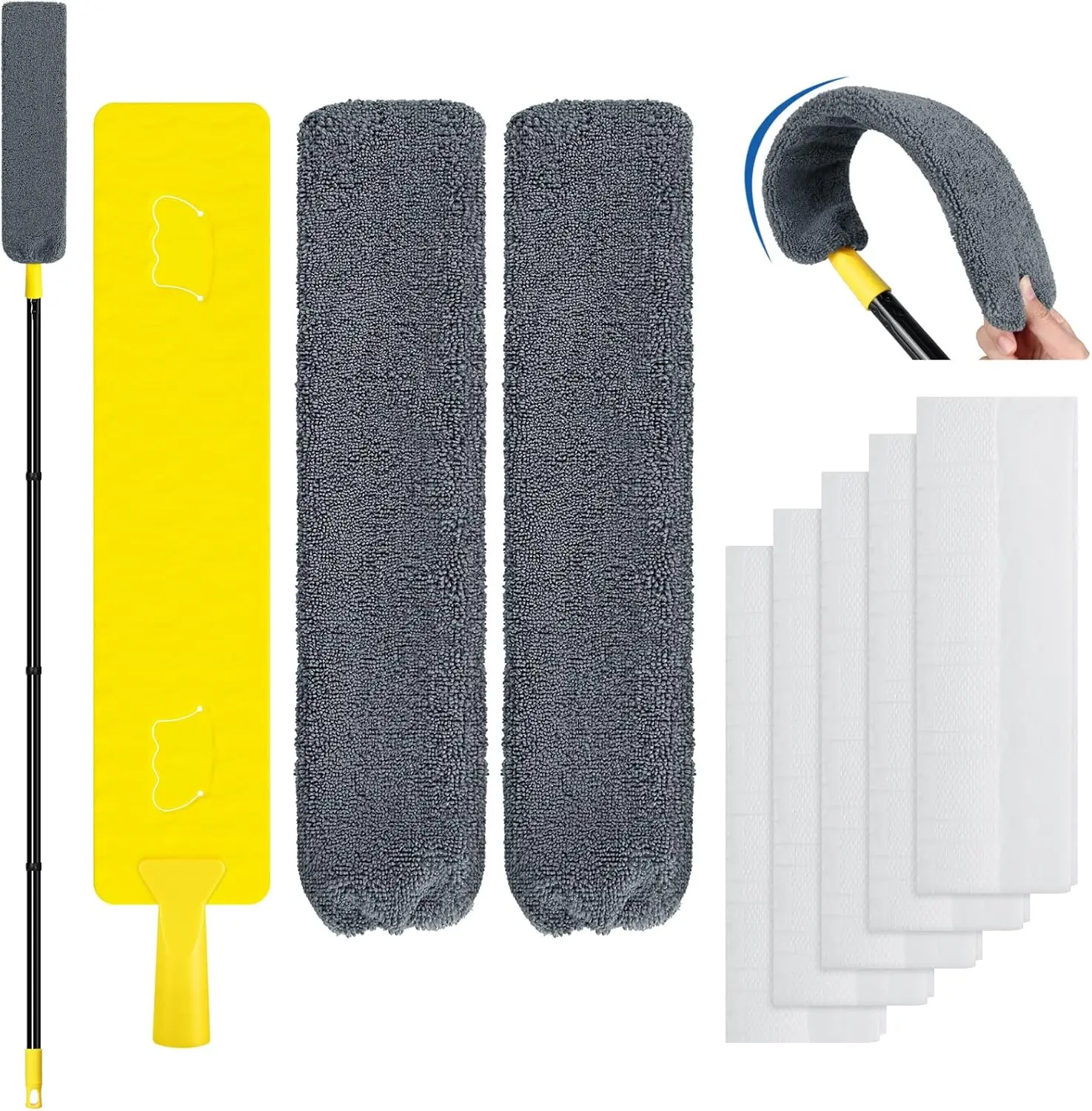 Under Appliance Cleaning Tool with Long Handle, 2 Reusable Microfiber Pads, 5 Disposable Cloths, Retractable Flat Gap Duster (30-63") for Behind Fridge, Washer, Bed, Furniture
Under Appliance Cleaning Tool with Long Handle, 2 Reusable Microfiber Pads, 5 Disposable Cloths, Retractable Flat Gap Duster (30-63") for Behind Fridge, Washer, Bed, Furniture