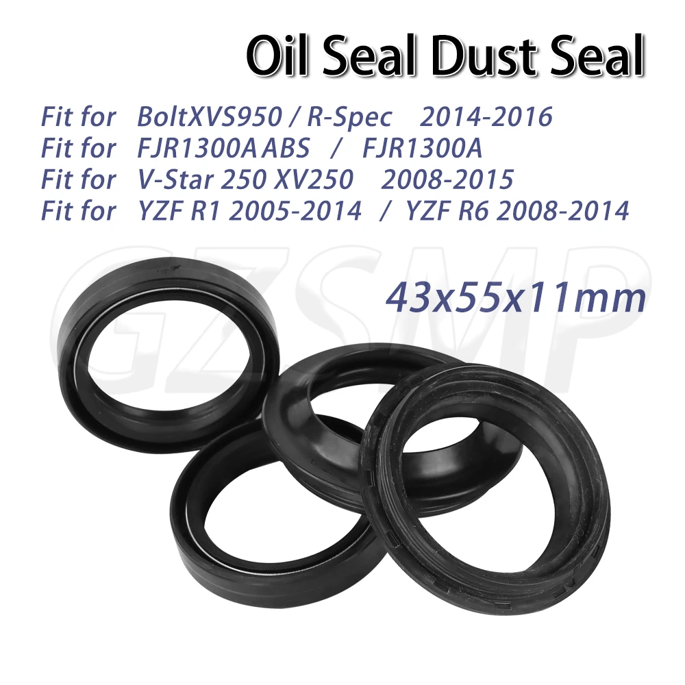 Fit for YAMAHA Bolt XVS950/ R-Spec 2014-2016 V-Star 250 XV250 Motorcycle Absorber Front Fork Oil Dust Seal 43x55x11
Fit for YAMAHA Bolt XVS950/ R-Spec 2014-2016 V-Star 250 XV250 Motorcycle Absorber Front Fork Oil Dust Seal 43x55x11