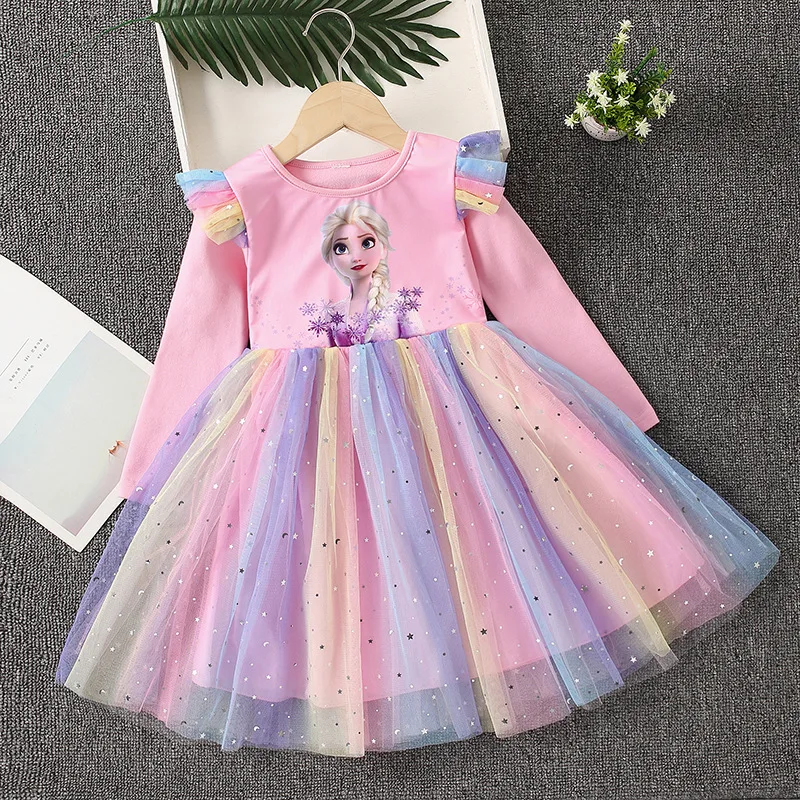 Girls Princess Dress Long-sleeved For Children's Rainbow Mesh Skirt Party Clothes Elsa Frozen Spring Autumn Kids Dresses 2-9Yrs
Girls Princess Dress Long-sleeved For Children's Rainbow Mesh Skirt Party Clothes Elsa Frozen Spring Autumn Kids Dresses 2-9Yrs