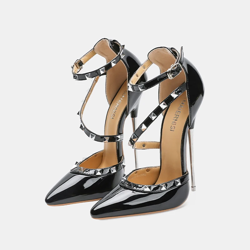 Сексуальные туфли на высоком каблуке с экстремальными заклепками и ремешком на щиколотке 16 см для женщин, фетиш-мужские черные, красные туфли-лодочки на шпильке для геев SM, мужская обувь унисекс 
Сексуальные туфли на высоком каблуке с экстремальными заклепками и ремешком на щиколотке 16 см для женщин, фетиш-мужские черные, красные туфли-лодочки на шпильке для геев SM, мужская обувь унисекс