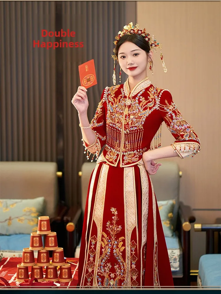 New 2026 Show Heifu Wedding Dress Chinese Style Bride Elegant Sensation Small Size Engagement Ceremony Drinking Ceremony Dress
New 2026 Show Heifu Wedding Dress Chinese Style Bride Elegant Sensation Small Size Engagement Ceremony Drinking Ceremony Dress