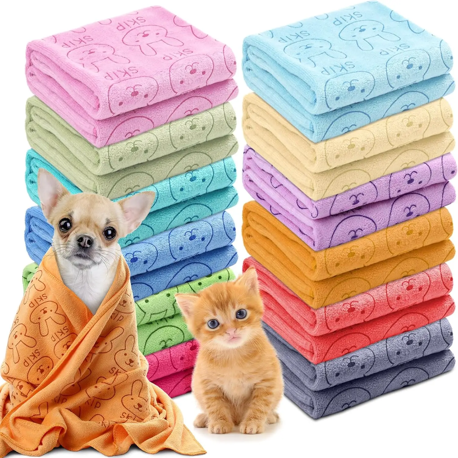 12 Pcs Quick Dry Microfiber Dog Towels, 20x40 Inch, Absorbent Pet Towels for Dogs Cats, Multicolor
12 Pcs Quick Dry Microfiber Dog Towels, 20x40 Inch, Absorbent Pet Towels for Dogs Cats, Multicolor