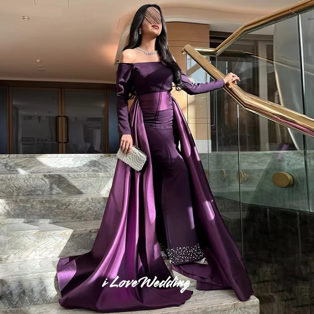 Purple Strapless Mermaid Beaded Long Sleeve Prom Dress Off the Shoulder Saudi Arabia Sweep Train Floor-Length Pleated Customized
Purple Strapless Mermaid Beaded Long Sleeve Prom Dress Off the Shoulder Saudi Arabia Sweep Train Floor-Length Pleated Customized