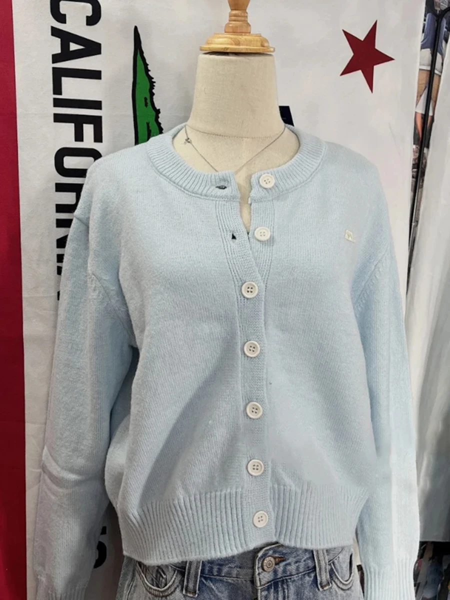 Голубые вязаные кардиганы, женские повседневные хлопковые свитер на пуговицах в консервативном стиле, пальто, милые женские винтажные свободные милые кардиганы, топы 
Голубые вязаные кардиганы, женские повседневные хлопковые свитер на пуговицах в консервативном стиле, пальто, милые женские винтажные свободные милые кардиганы, топы