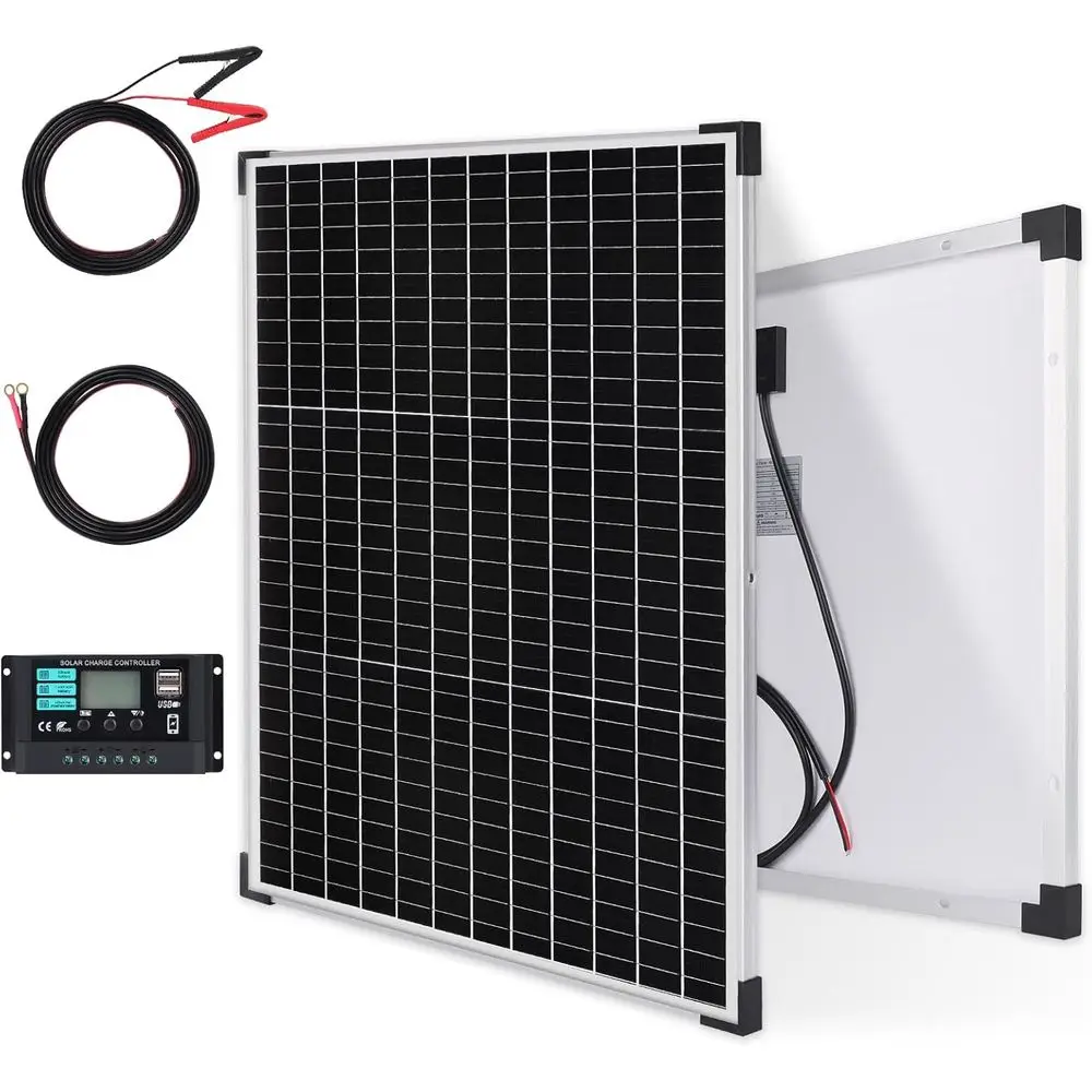 50W Solar Panels Kit 12V Monocrystalline Solar Maintainer 10A Battery Charge Controller with Extension Cable and Clips O-Ring Te
50W Solar Panels Kit 12V Monocrystalline Solar Maintainer 10A Battery Charge Controller with Extension Cable and Clips O-Ring Te