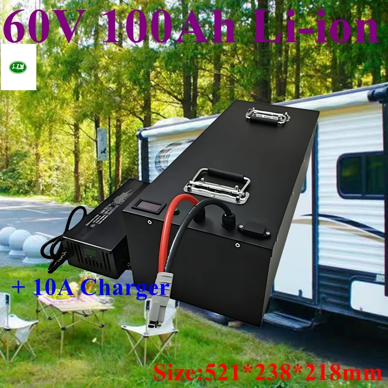 CZW Waterproof; 60V 100Ah Li-ion battery with BMS for scooter Forklift sweeper Sightseeing car AGV + 10A charger
CZW Waterproof; 60V 100Ah Li-ion battery with BMS for scooter Forklift sweeper Sightseeing car AGV + 10A charger