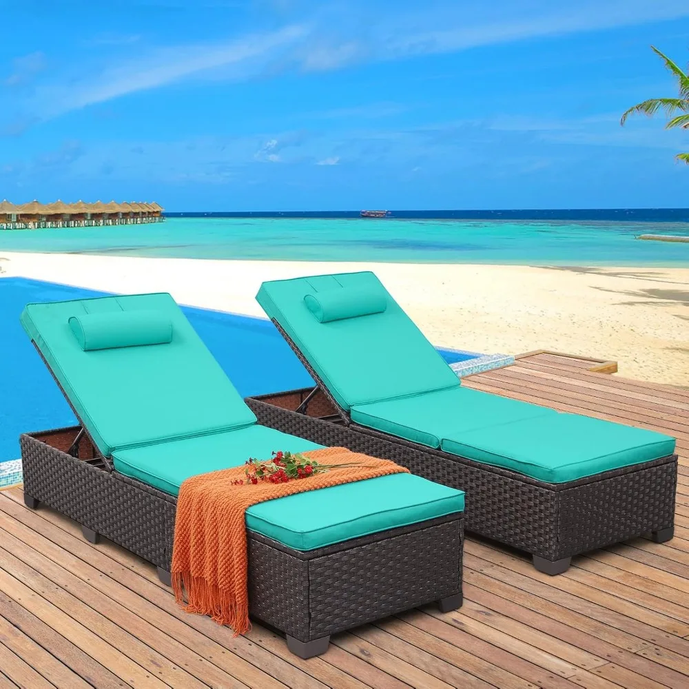 Brown Wicker Patio Chaise Lounge Chairs Set of 2 Outdoor Chaise Lounge Pool Lounge Chairs Poolside Recliner Chairs with Turquois
Brown Wicker Patio Chaise Lounge Chairs Set of 2 Outdoor Chaise Lounge Pool Lounge Chairs Poolside Recliner Chairs with Turquois