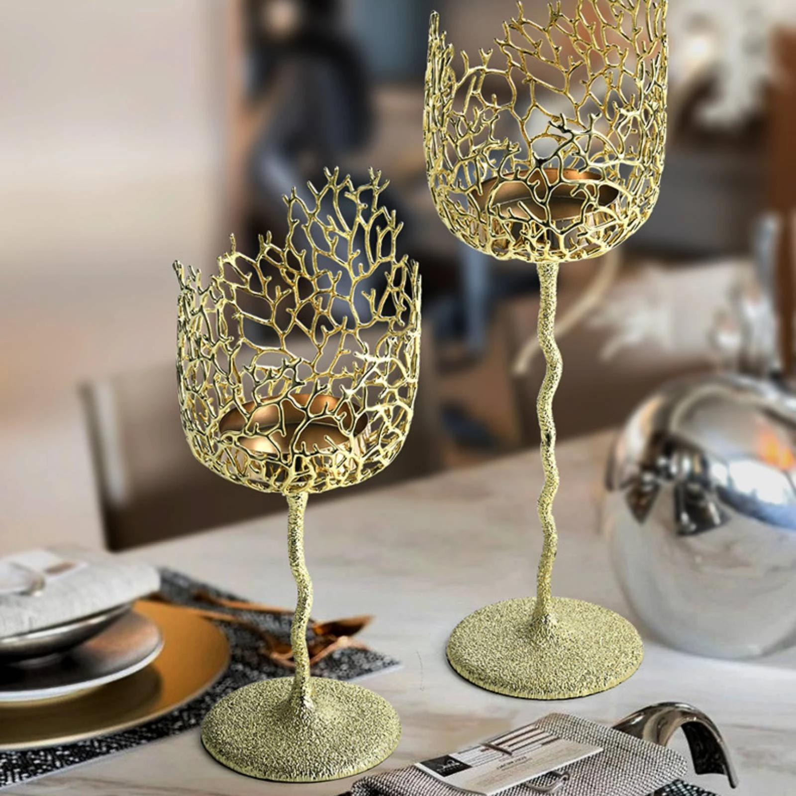 Candle Holder with Coral Cup Electroplated Candlestick Decor Openwork Contemporary for Tabletop, Dining Table
Candle Holder with Coral Cup Electroplated Candlestick Decor Openwork Contemporary for Tabletop, Dining Table
