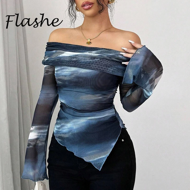 Elegant Off Shoulder Long Sleeve Blouses Women Sexy Shirt Irregular Top Female Printed Blouses For Woman Fashion 2025
Elegant Off Shoulder Long Sleeve Blouses Women Sexy Shirt Irregular Top Female Printed Blouses For Woman Fashion 2025