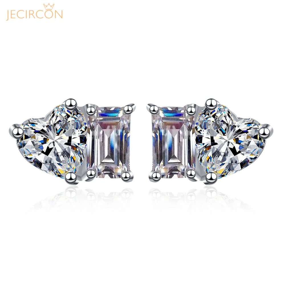 JECIRCON 925 Sterling Silver Stud Earrings for Women 1 Carat Emerald Cut and 1 Carat Heart Moissanite Luxury Wedding Ear Jewelry
JECIRCON 925 Sterling Silver Stud Earrings for Women 1 Carat Emerald Cut and 1 Carat Heart Moissanite Luxury Wedding Ear Jewelry