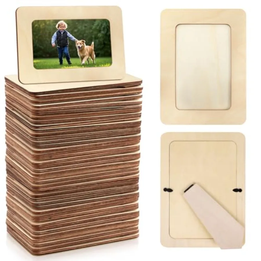 45 Pack Wooden Picture Frames for Crafts, DIY Wood Craft Picture Frames Bulk for 4" x 6" Photos, Unfinished Standing Photo Fram
45 Pack Wooden Picture Frames for Crafts, DIY Wood Craft Picture Frames Bulk for 4" x 6" Photos, Unfinished Standing Photo Fram