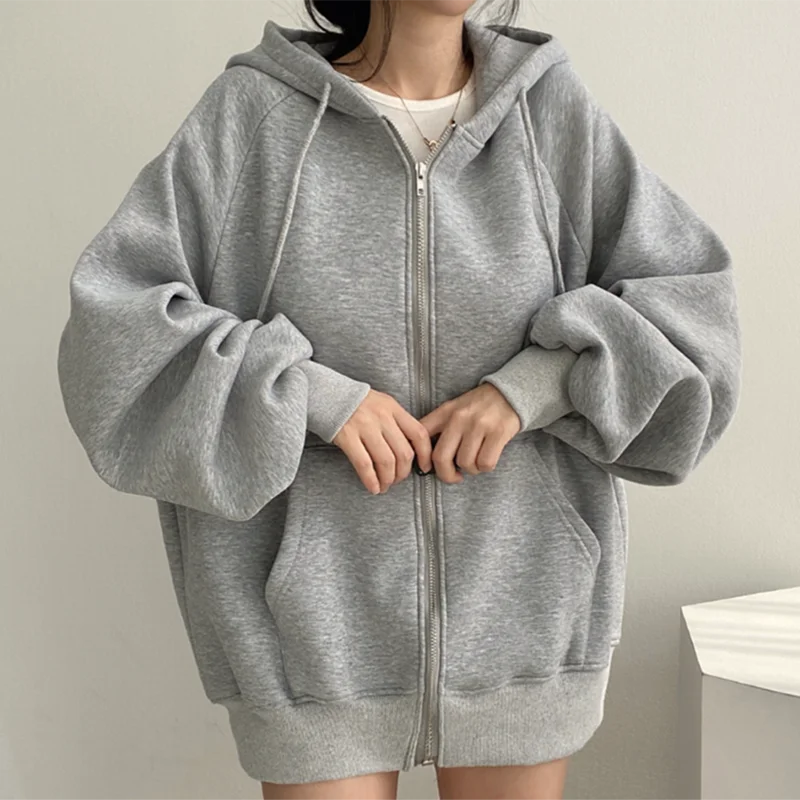 Chic Autumn Winter Loose Lantern Sve Zipper Cardigan round Ne Hoodie ort Jaet Women's Faion Commute Sle Outerwear
Chic Autumn Winter Loose Lantern Sve Zipper Cardigan round Ne Hoodie ort Jaet Women's Faion Commute Sle Outerwear