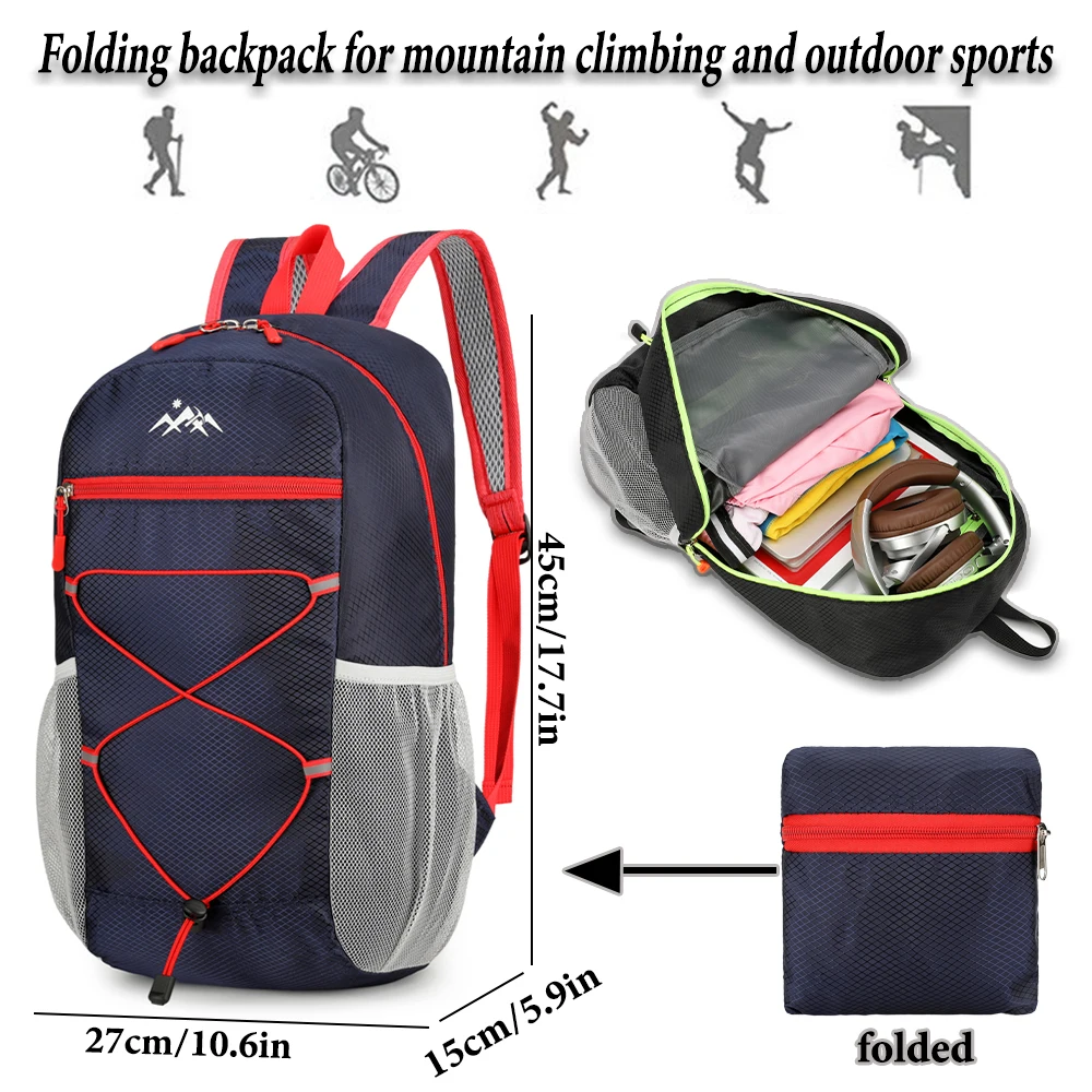 Foldable Backpack, Outdoor Rucksack, Lightweight Packable, Durable Nylon with Multi-Pockets, for Hiking Camping & Travel
Foldable Backpack, Outdoor Rucksack, Lightweight Packable, Durable Nylon with Multi-Pockets, for Hiking Camping & Travel