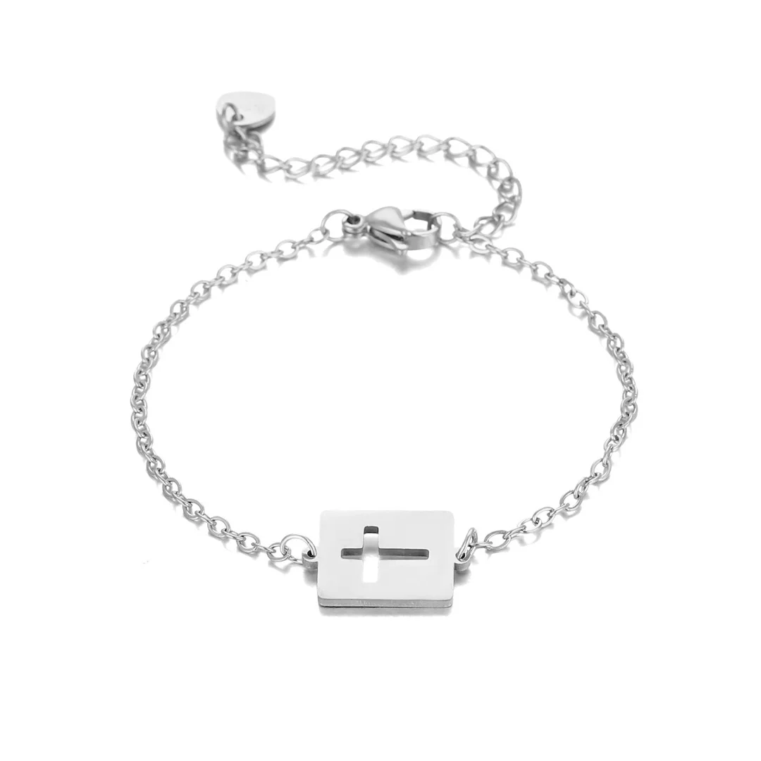 Cute Small Hollow Cross Square Charm Bracelet Female Gold Silver Color Stainless Steel Chain Link Bracelets for Women Jewelry
Cute Small Hollow Cross Square Charm Bracelet Female Gold Silver Color Stainless Steel Chain Link Bracelets for Women Jewelry