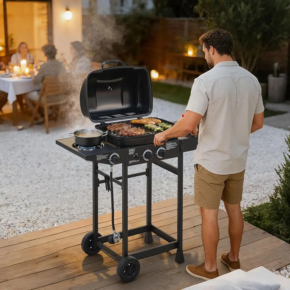 Dual Burner Propane Gas Grill with Side Burner, 24000 BTU Stainless Steel Outdoor Cooking Patio BBQ with Enamel Grates and Side
Dual Burner Propane Gas Grill with Side Burner, 24000 BTU Stainless Steel Outdoor Cooking Patio BBQ with Enamel Grates and Side