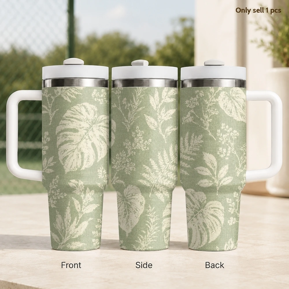 Leaf Silhouette Linen Vacuum Flasks 40oz Stainless Steel Insulated Tumbler With Handle & Straw Leakproof Travel Mug
Leaf Silhouette Linen Vacuum Flasks 40oz Stainless Steel Insulated Tumbler With Handle & Straw Leakproof Travel Mug