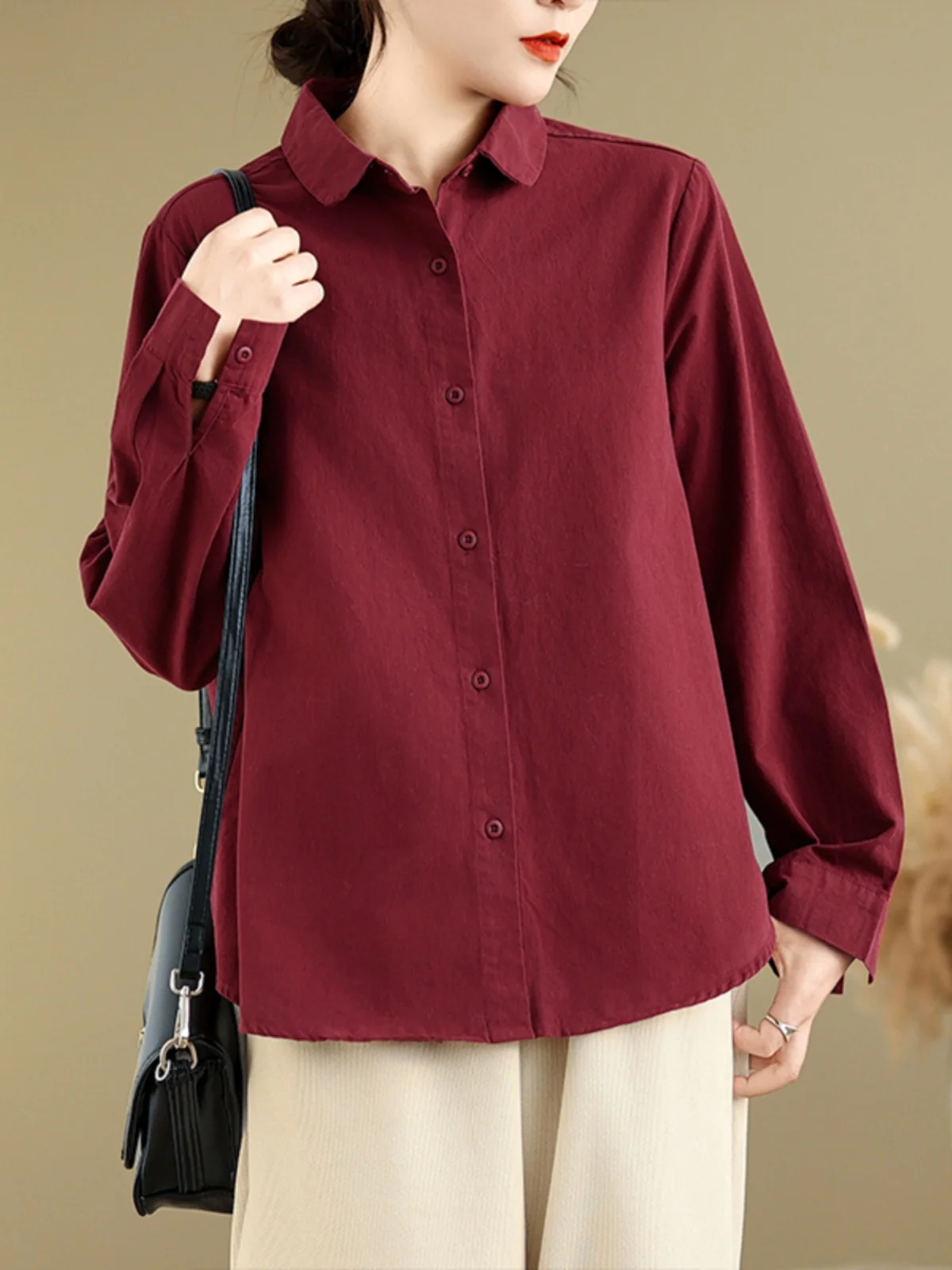 Anti-Aging Cotton irt Women's Loose Fit Classic Collar Slimming Artistic Sle Long Sve Button up Casual Wear All Seasons
Anti-Aging Cotton irt Women's Loose Fit Classic Collar Slimming Artistic Sle Long Sve Button up Casual Wear All Seasons