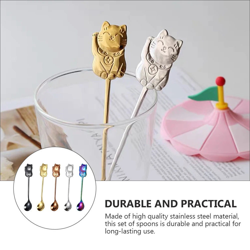 5Pcs Coffee Spoon Stainless Steel Cartoon Teaspoon Set Lovely Fortune Cat Stirring Kitchen Spoon for Home Office Bar Bakery
5Pcs Coffee Spoon Stainless Steel Cartoon Teaspoon Set Lovely Fortune Cat Stirring Kitchen Spoon for Home Office Bar Bakery