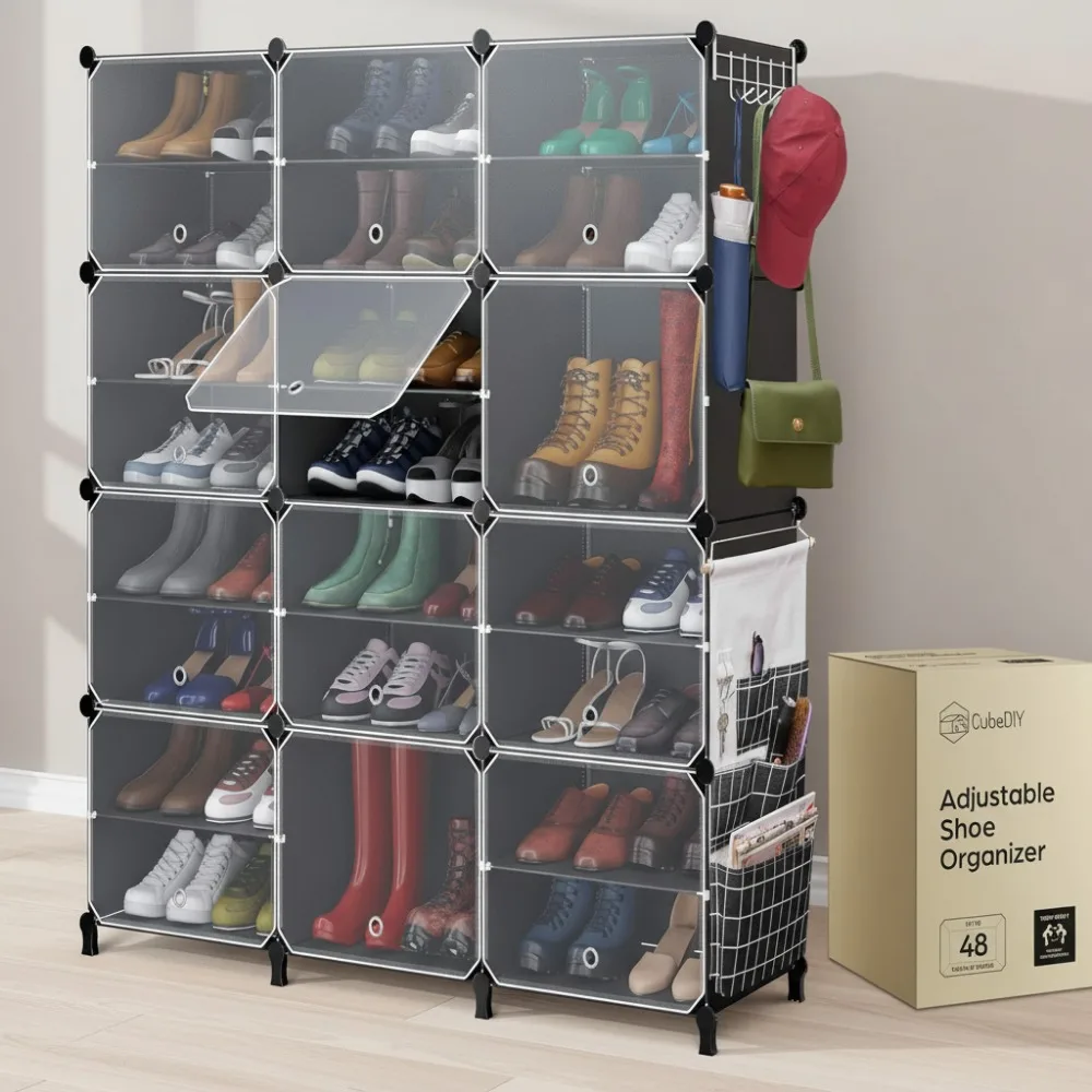 Штабелируемый шкаф-органайзер для обуви с прозрачной дверцей, вмещает до 48 пар, включает в себя крючки и карманы.
Штабелируемый шкаф-органайзер для обуви с прозрачной дверцей, вмещает до 48 пар, включает в себя крючки и карманы.