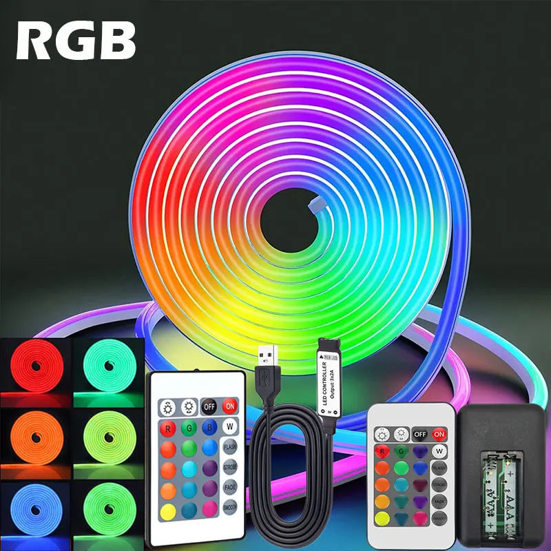 RGB Flexible Neon Rope Lights, 24 Key Remote & Adjustable Brightness, Multi-Color Strip for TV Backlighting
RGB Flexible Neon Rope Lights, 24 Key Remote & Adjustable Brightness, Multi-Color Strip for TV Backlighting