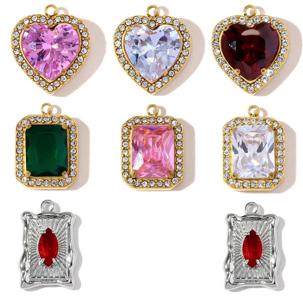 3Pcs/Lot Stainless Steel Heart Oval Zircon Charms Square Star Pendants For DIY Fashion Jewelry Making Necklace Wholesale
3Pcs/Lot Stainless Steel Heart Oval Zircon Charms Square Star Pendants For DIY Fashion Jewelry Making Necklace Wholesale