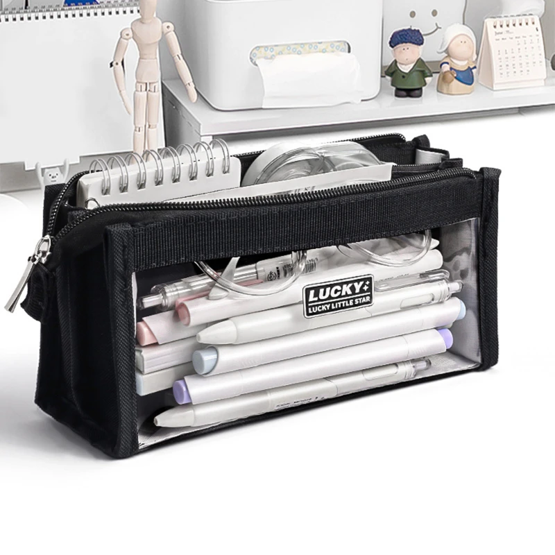 Large Capacity Pencil Bag Transparent Cosmetic Bag Pencil Box Students Stationery Portable Pencil Pouch Cases Multi-function Bag
Large Capacity Pencil Bag Transparent Cosmetic Bag Pencil Box Students Stationery Portable Pencil Pouch Cases Multi-function Bag