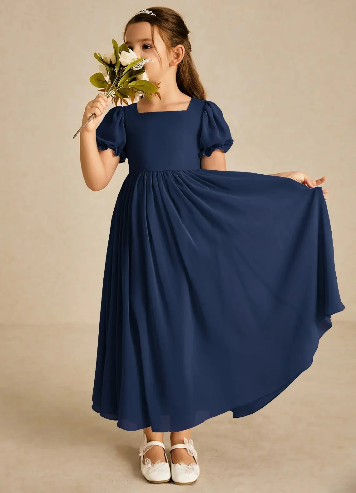 A-line Square Floor-Length Chiffon Flower Girl Dresses Bridesmaid Dress Slate Blue Flower Girl Dress Summer Communion Dress
A-line Square Floor-Length Chiffon Flower Girl Dresses Bridesmaid Dress Slate Blue Flower Girl Dress Summer Communion Dress