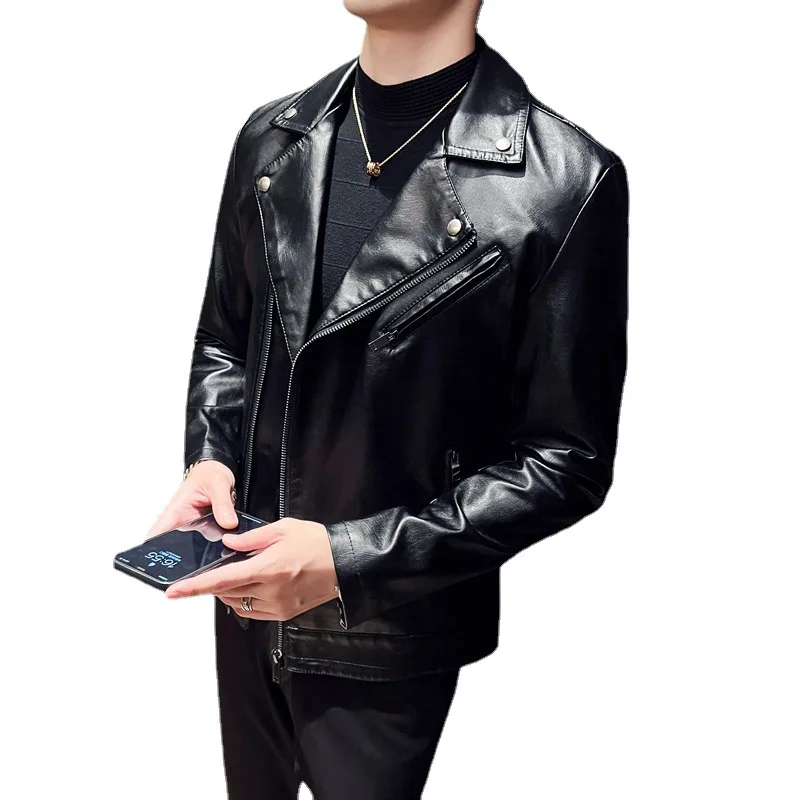 2024 Spring Autumn New Male Lapel Simulation Sheepskin PU Leather Coat Men's Casual Short Cool Black Leather Biker Jackets
2024 Spring Autumn New Male Lapel Simulation Sheepskin PU Leather Coat Men's Casual Short Cool Black Leather Biker Jackets