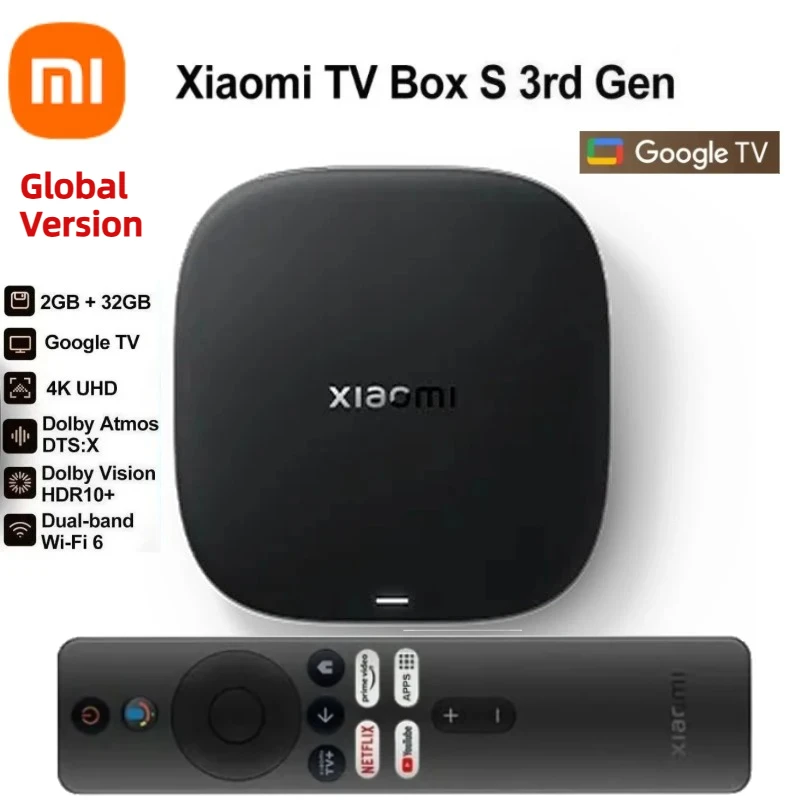 Xiaomi TV Box S 3rd Gen Google TV Smart Android TV Box 4K UHD WIFI 6 32GB ROM Dolby Vision HDR10+ Google Assistant BT5.2
Xiaomi TV Box S 3rd Gen Google TV Smart Android TV Box 4K UHD WIFI 6 32GB ROM Dolby Vision HDR10+ Google Assistant BT5.2