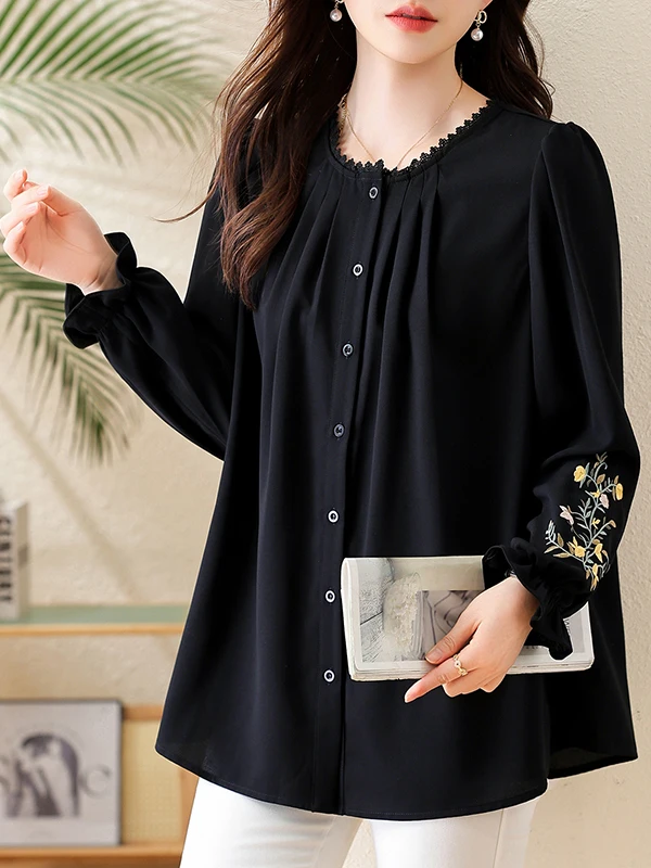 Ele Chinese Sle Embroidered Loose Long Sve irt Brand Women's Faion Spring New Arrival Daily Wear Medium Length
Ele Chinese Sle Embroidered Loose Long Sve irt Brand Women's Faion Spring New Arrival Daily Wear Medium Length