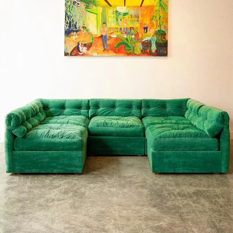 Green velvet combination sofa living room villa set hotel style furniture
Green velvet combination sofa living room villa set hotel style furniture
