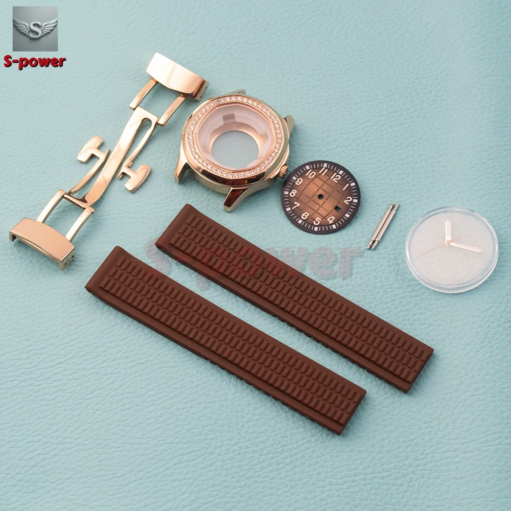 Diamonds Watch Case Rose Women's Case Strap Dial Hands Stainless Steel NH05 Watchcase for AQUANAUT Nautilus NH05 NH06 Movement
Diamonds Watch Case Rose Women's Case Strap Dial Hands Stainless Steel NH05 Watchcase for AQUANAUT Nautilus NH05 NH06 Movement