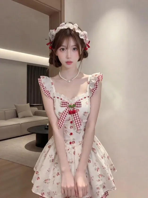 Sweet Floral Print Puffy Short Skirt Gentle Style Halter Dress Waist Cinched Cotton Summer Casual Elegant Dress for Women
Sweet Floral Print Puffy Short Skirt Gentle Style Halter Dress Waist Cinched Cotton Summer Casual Elegant Dress for Women