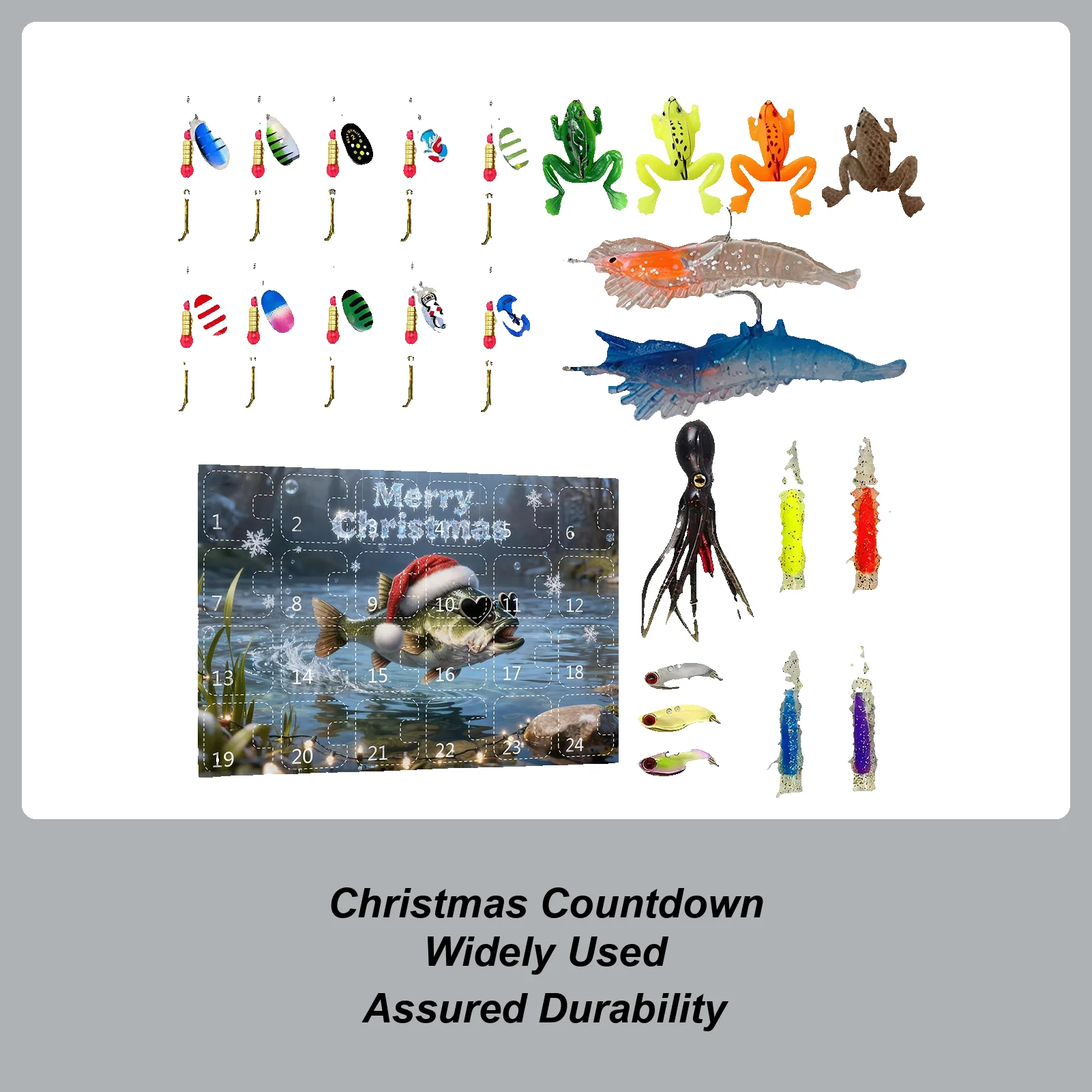 Рождественский календарь обратного отсчета для рыбалки, 24-дневный рождественский адвент, обратный отсчет, рыболовная приманка, комплект снастей для папы, парня, подростков, мужчин
Рождественский календарь обратного отсчета для рыбалки, 24-дневный рождественский адвент, обратный отсчет, рыболовная приманка, комплект снастей для папы, парня, подростков, мужчин