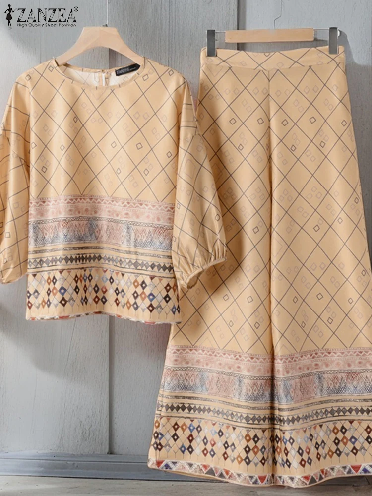 ZANZEA Women 2025 Spring Trouser Suits Holiday Vintage Print Loose Long Sleeve Blouse Pant Sets Casual Wide Leg Pant 2pcs Outfit
ZANZEA Women 2025 Spring Trouser Suits Holiday Vintage Print Loose Long Sleeve Blouse Pant Sets Casual Wide Leg Pant 2pcs Outfit