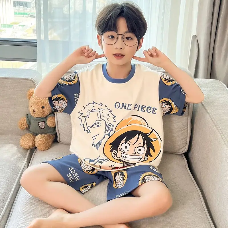2Pcs One Piece Luffy Children Pajamas Set, Boys Short Sleeve Cotton Loungewear, Cute Anime Print Summer Sleepwear for Children
2Pcs One Piece Luffy Children Pajamas Set, Boys Short Sleeve Cotton Loungewear, Cute Anime Print Summer Sleepwear for Children