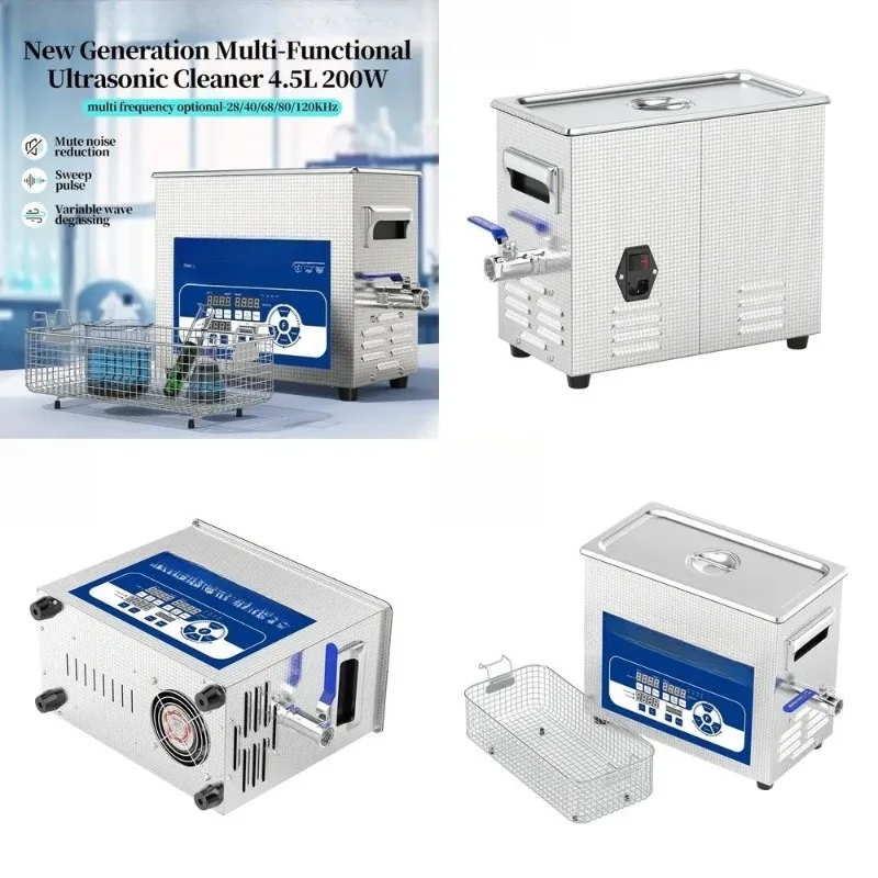 Ultrasonic Clenaer 4.5L 200W Multi-frequency 40/68/80/120KHz for Chemical Lab Emulsification Extraction
Ultrasonic Clenaer 4.5L 200W Multi-frequency 40/68/80/120KHz for Chemical Lab Emulsification Extraction
