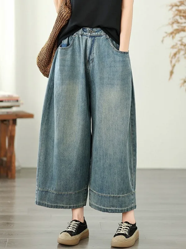 Artistic Loose Waed out Jeans mid Waist Relaxed Fit Casual Pants Wide Leg Trousers for plus Size Women Summer Cotton Blend
Artistic Loose Waed out Jeans mid Waist Relaxed Fit Casual Pants Wide Leg Trousers for plus Size Women Summer Cotton Blend