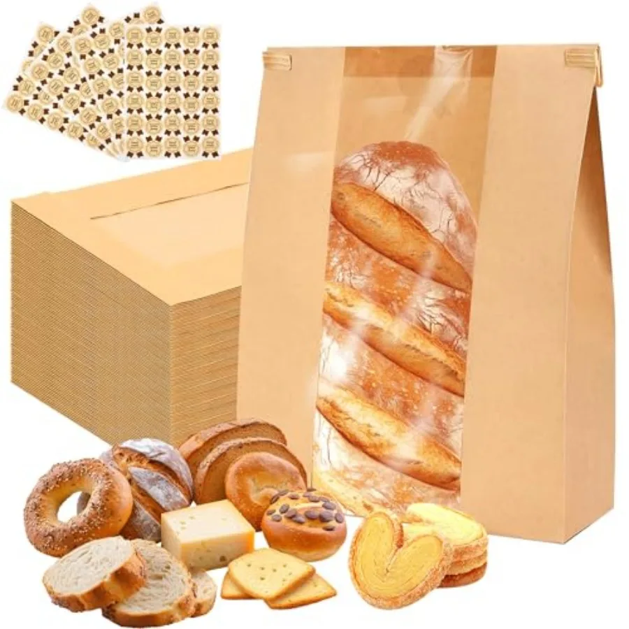 00 Pack Paper Bread Bags for Homemade Bread with Window and 00 Label Stickers, Sourdough Bread Bags for Storage of Bread, Cooki
00 Pack Paper Bread Bags for Homemade Bread with Window and 00 Label Stickers, Sourdough Bread Bags for Storage of Bread, Cooki