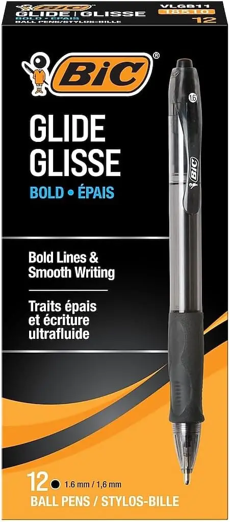 Ballpoint Pens Bold Point 1.6mm Retractable with Comfortable Rubber Grip for Smooth Writing, 12-Count Pack
Ballpoint Pens Bold Point 1.6mm Retractable with Comfortable Rubber Grip for Smooth Writing, 12-Count Pack