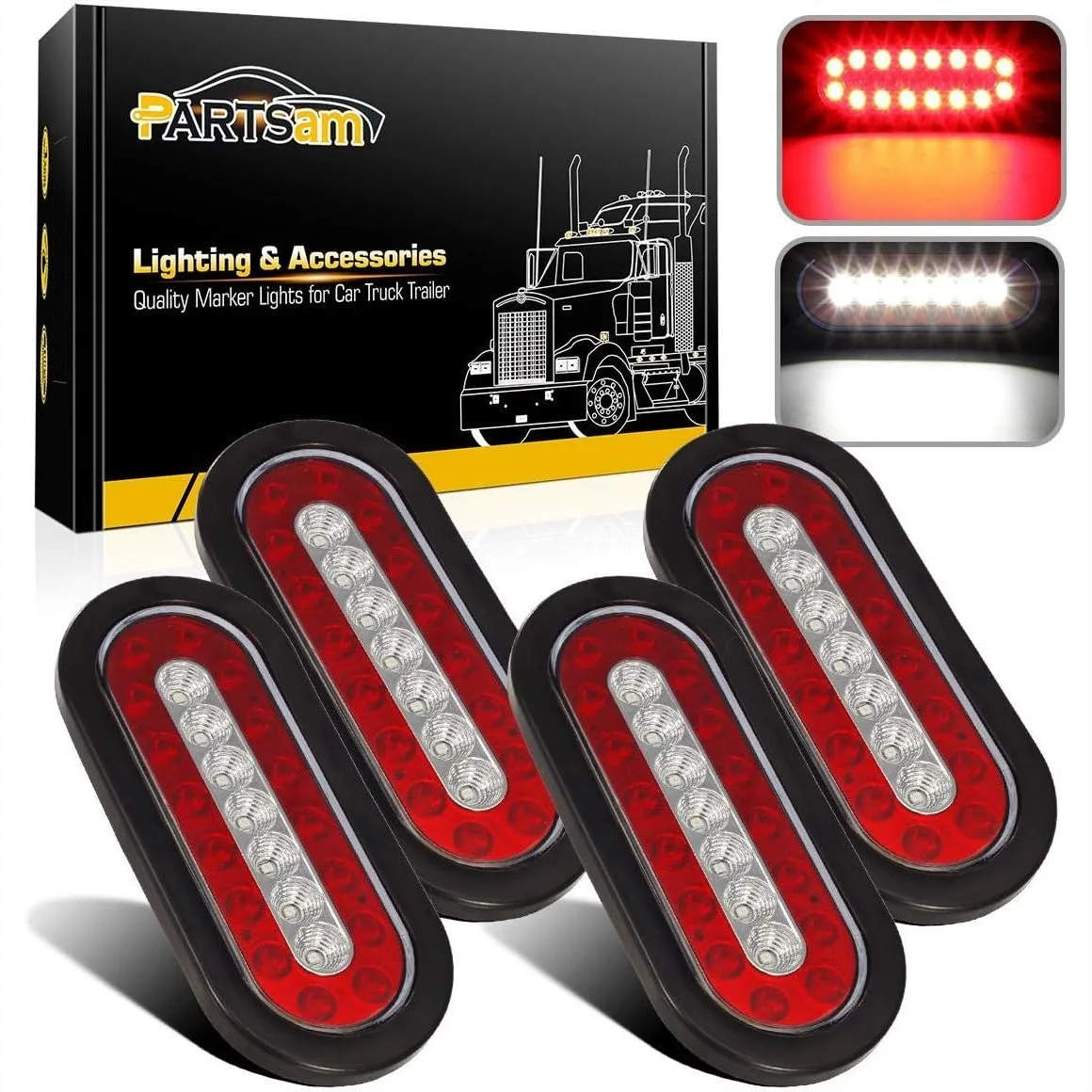 6.3" Oval LED Trailer Taillights with Backup and Reverse Lights, Sealed Grommet Mount for RV Trucks
6.3" Oval LED Trailer Taillights with Backup and Reverse Lights, Sealed Grommet Mount for RV Trucks