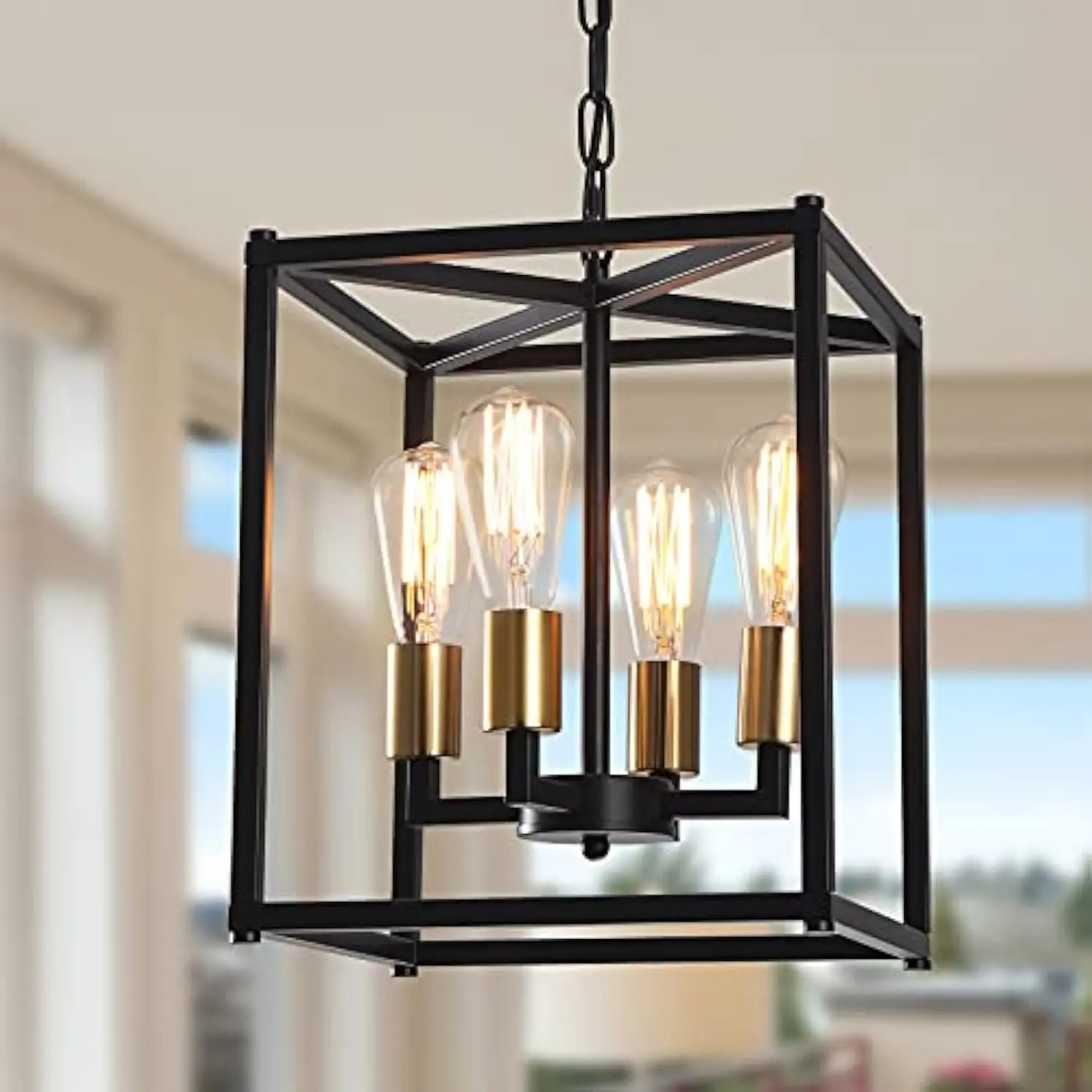 Lantern Pendant Light, 4-Light Gold Chandelier,Modernized Ceiling Hanging Light Fixture for Bedroom Kitchen Island Foyer Living
Lantern Pendant Light, 4-Light Gold Chandelier,Modernized Ceiling Hanging Light Fixture for Bedroom Kitchen Island Foyer Living