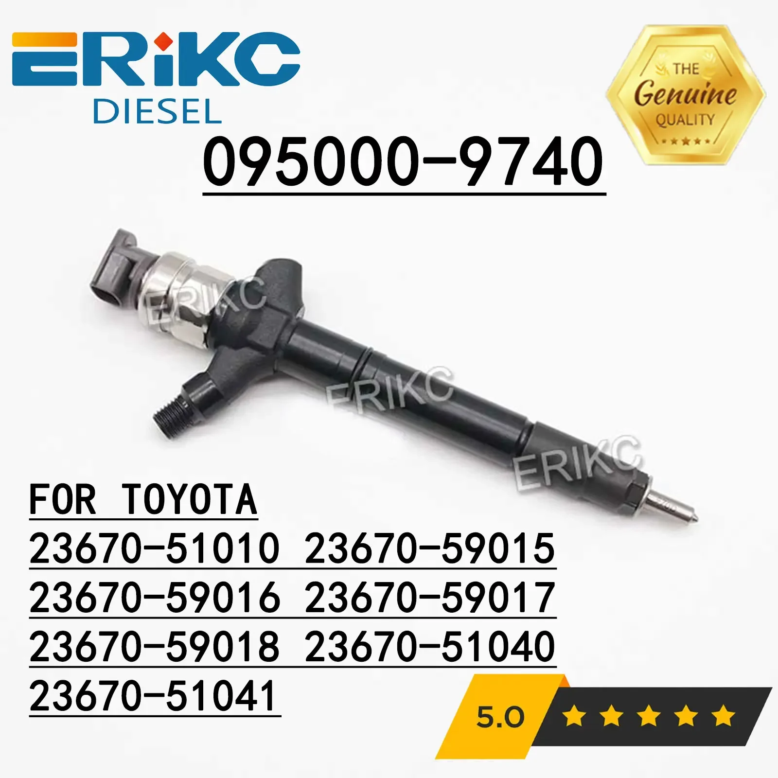 095000-9740 095000-9741 Diesel Fuel Injector 095000-9742 095000-9743 095000-9744 for Toyota 23670-59018 23670-51040 23670-51041
095000-9740 095000-9741 Diesel Fuel Injector 095000-9742 095000-9743 095000-9744 for Toyota 23670-59018 23670-51040 23670-51041