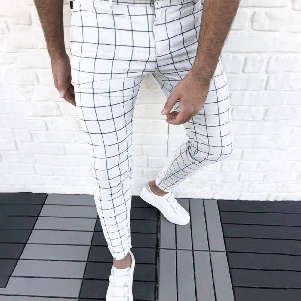 Men Pants Popular Slim-fitting Checkered Pencil Pants Bottoms Pants
Men Pants Popular Slim-fitting Checkered Pencil Pants Bottoms Pants