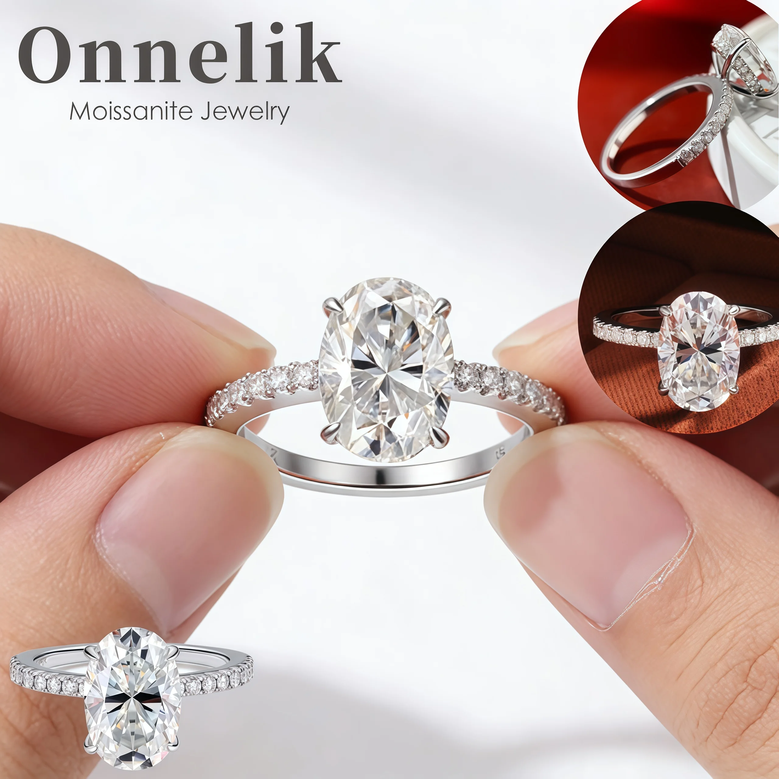 Onnelik 4.5CT 8x12mm Oval Cut Moissanite Ring D Color VVS1 Sparkling Lab Diamond S925 Silver Wedding Band Fine Jewelry for Women
Onnelik 4.5CT 8x12mm Oval Cut Moissanite Ring D Color VVS1 Sparkling Lab Diamond S925 Silver Wedding Band Fine Jewelry for Women
