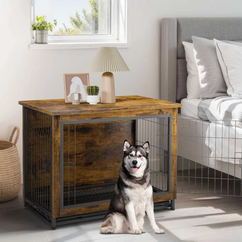 Dog Crate Furniture, Wooden Crate Table, Double-Doors Furniture, Indoor Dogs Kennel, House, Cage/Brown/L
Dog Crate Furniture, Wooden Crate Table, Double-Doors Furniture, Indoor Dogs Kennel, House, Cage/Brown/L