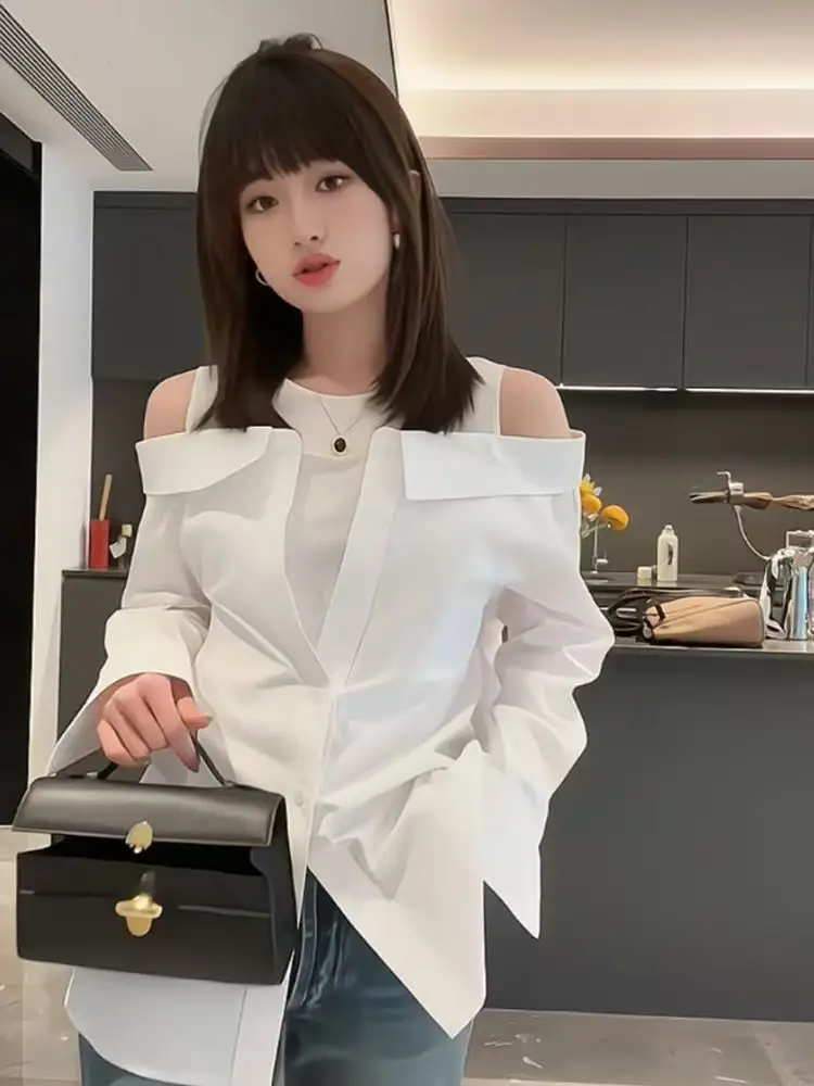 Fake Two Piece Off Shoulder Blouses 2025 New Round Neck Vest Shirts Women Y2k Shirts Women Long Sleeve Loose White Blusas Mujer
Fake Two Piece Off Shoulder Blouses 2025 New Round Neck Vest Shirts Women Y2k Shirts Women Long Sleeve Loose White Blusas Mujer